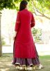 Readymade Maroon Chanderi Kurta and Skirt Set