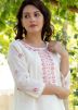 White Embroidered Readymade Chanderi Kurta Set