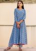 Blue Anarkali Readymade Printed Kurta Set