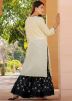 Cream Readymade Kurta With Sharara