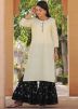 Cream Readymade Kurta With Sharara