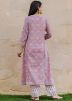 Pink Readymade Floral Printed Kurta Set