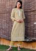 Yellow Readymade Stripes Printed Kurta Set