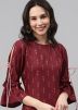 Readymade Maroon Printed Kurta Set