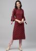 Readymade Maroon Printed Kurta Set