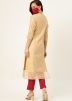 Cream Readymade Kurta With Pant In Chanderi