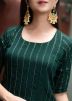 Zari Embroidered Readymade Patiala Suit In Green