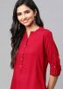 Red Readymade Rayon Kurta With Palazzo