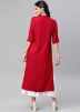 Red Readymade Rayon Kurta With Palazzo