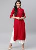 Red Readymade Rayon Kurta With Palazzo