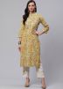 Readymade Yellow Floral Kameez Pant Set