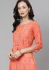 Peach Festive Printed Readymade Kurta Set