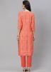 Peach Festive Printed Readymade Kurta Set