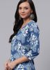 Readymade Blue Cotton Kurti Sharara Set