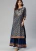 Navy Blue Readymade Cotton Kurta Palazzo Set