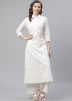 White Straight Cut Kurta With Palazzo