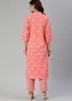 Pink Readymade Printed Kurta Pant Set