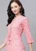 Pink Readymade Printed Kurta Palazzo Set