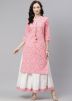 Pink Readymade Printed Kurta Palazzo Set