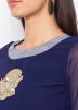 Blue Readymade Asymmetric Kurta Set In Georgette