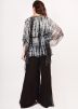 Readymade Black Tie-Dye Printed Kaftan With Pant