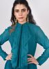 Readymade Blue Peplum Style Kurti Sharara Set