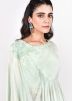 Green Embroidered Peplum Style Kurti With Pant