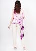 White Tie Dye Printed Asymmetric Tunic With Pant