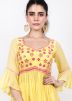 Yellow Embroidered Peplum Style Kurti Sharara Set