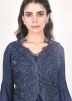 Navy Blue Jacket Style Top With Sharara