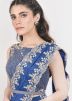 Navy Blue Embroidered Top Palazzo With Draped Dupatta