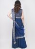 Navy Blue Embroidered Top Palazzo With Draped Dupatta