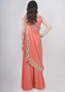 Orange Embroidered Top Palazzo With Dupatta