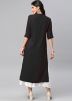 Black Readymade Rayon Kurta Set In Straight Cut