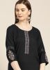 Embroidered Black Readymade Kurta With Palazzo