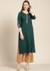 Green Straight Readymade Kurta Set In Rayon