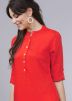 Red Readymade Straight Kurta With Plain Pants