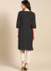 Black Slit Style Readymade Kurta Set In Rayon