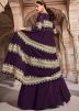 Purple Skirt Top Set With Embroidered Jacket