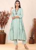 Readymade Green Printed Kurta Set In Cotton