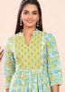 Green Readymade Floral Printed Kurta Set