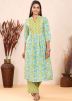 Green Readymade Floral Printed Kurta Set