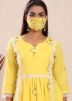 Readymade Yellow Floral Kurta Set In Cotton