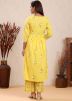 Readymade Yellow Floral Kurta Set In Cotton