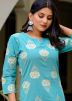 Blue Readymade Floral Printed Kurta And Palazzo