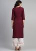 Readymade Maroon Straight Cut Kurta Set