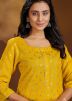 Yellow Foil Printed Kurta With Pant