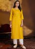 Yellow Foil Printed Kurta With Pant