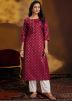 Maroon Foil Printed Kurta With Pant