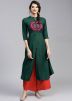 Green Embroidered Readymade Kurta With Palazzo